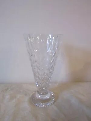 Buy Vintage Retro Lead Crystal Cut Glass Footed Vase 26cm Tall • 14.99£