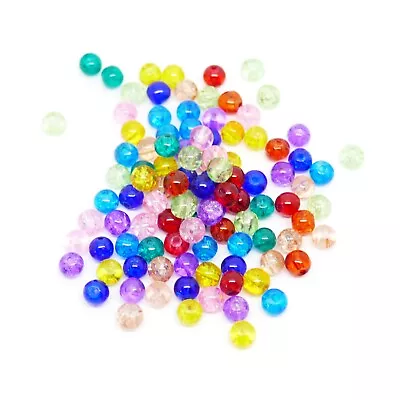 Buy 100 Crackle Glass Beads 4mm Mixed Colours Jewellery Making Crafts P00119XG • 2.99£