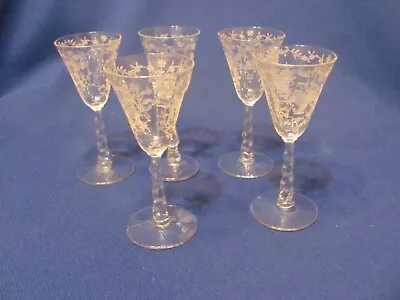 Buy Vintage Elegant Kitchenware Glassware Fostoria Mayflower 1 Oz. Cordials 5 Pcs. • 125.81£
