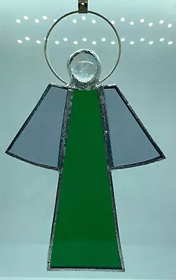 Buy F199 Stained Glass Suncatcher Hanging Angel Christmas 15cm Green Grey • 8.50£