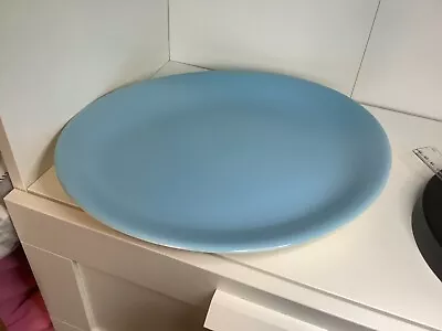 Buy VINTAGE. POOLE POTTERY. Twin Tone. Sky Blue. Oval Serving Platter. 12” X 14” • 18£