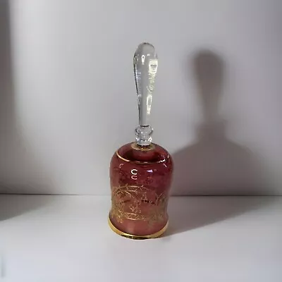 Buy Bohemian Crystal Red Glass Bell-Vintage  With Gold Accents 7” High 2.5” Wide • 0.99£