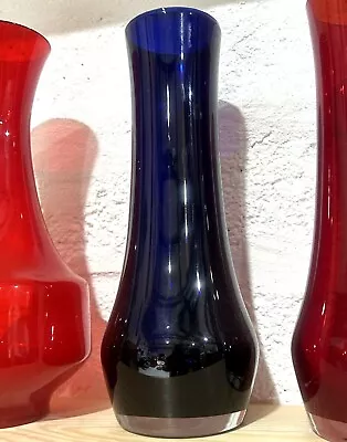 Buy Mid Century Cased Cobalt Blue Glass Vase Riihimaen Lasi Finland • 24.99£