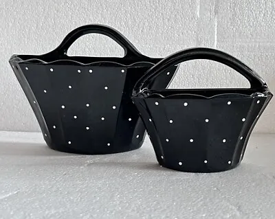 Buy Vintage Wall Pockets Black And White Spots Retro Hanging Ceramic. • 16.99£