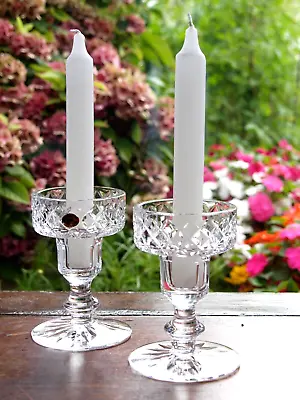 Buy Tyrone Irish Crystal Taper Candlestick Holders Set Of 2 Vintage Signed • 25£