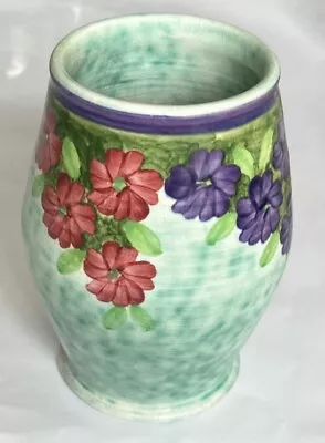 Buy Vintage E Radford Burslem Pottery  Vase Green Purple Pink Flowers • 10.99£