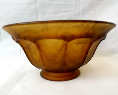 Buy Vintage Davidson 1930s Art Deco 9  Amber Cloud Glass Bowl (Bec) • 9.99£