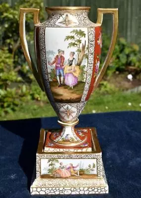 Buy Fine Antique 19thC Hand Painted Dresden Vase - Wolfsohn Mark German Porcelain • 46.88£