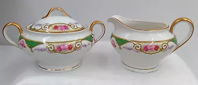 Buy Bloch & Co Sugar Creamer Lid Handles Eichwald Czech Floral Green White Vintage • 23.29£