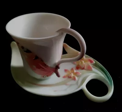 Buy Franz Porcelain Collection Butterfly Flowers Coffee Demitasse Cup Saucer FZ00881 • 93.36£