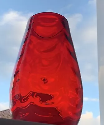 Buy Whitefriars Large Glass Ruby Waved Ribbed Vase,  Pattern Number 9467, • 75£