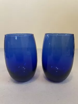 Buy Cobalt Blue Stemless Wine Glasses Set Of 2 ~ Nice Heavy Weight • 11.19£