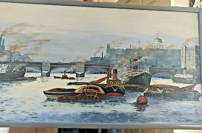 Buy Oil Picture Of The Pool Of London Painted By R. Bruce Elson 31.5” W By 15” H • 29£