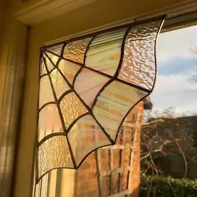 Buy Stained Glass Clear Texture Spider Web Corner Home Rustic! Decor Halloween Gothic • 5.50£