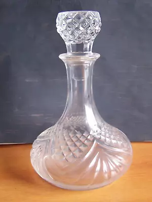 Buy Beautiful Vintage Heavy Cut Glass Ships Decanter • 25£