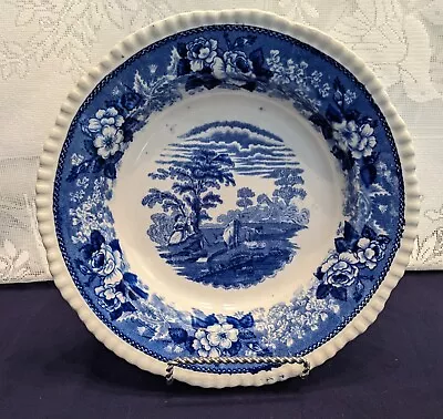 Buy Serving Bowls (2),Intricate Country Scene, Cobalt Blues,Stunning Flowers,England • 27.03£
