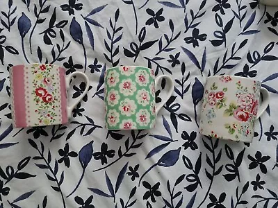 Buy Pair Of Cath Kidston Floral Rose Bone China Mugs Exclusively By Queens • 18.99£