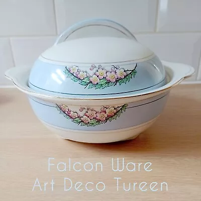 Buy Royal Falconware Lidded Tureen Art Deco Blue Pattern Serving Dish Bowl With Lid • 8£