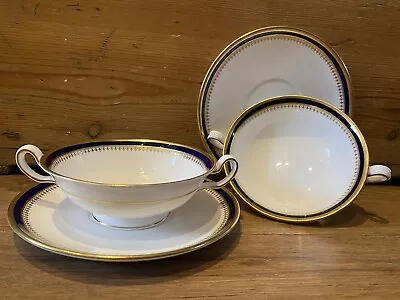 Buy Spode Knightsbridge (cobalt) Y5783 Tableware, Soup Coupe And Saucer X2 Vgc • 4.50£