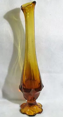 Buy 1950s Dark Amber Art Glass Stem Vase • 17.99£