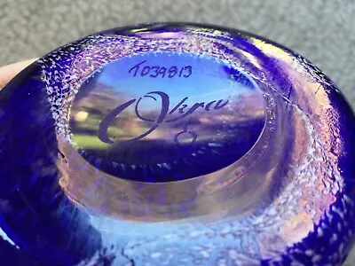 Buy Test Piece Okra Blue Iridescent Glass Vase - Mint Condition - 1990s - Rare • 55£