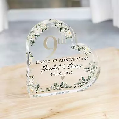 Buy Personalised Floral 9th Anniversary Gift, Pottery Anniversary Plaque • 13.50£