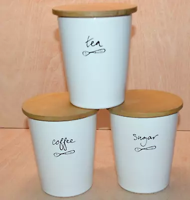 Buy Cloverleaf Tea Coffee Sugar Storage Jars Set White TG Green Pottery • 15£