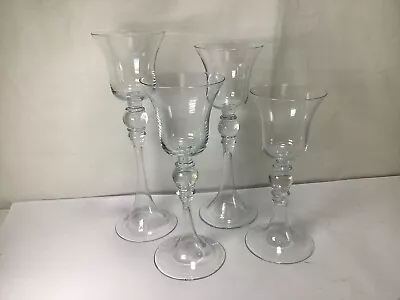 Buy OO59 Vintage Clear Four Pretty Different Sizes Glass Candlestick For Gift • 52.19£