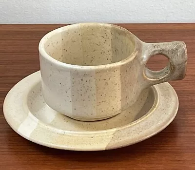 Buy Fabrik Flat Cup Mug & Saucer Saishan Vintage Stoneware Pottery Jim McBride MCM • 23.34£