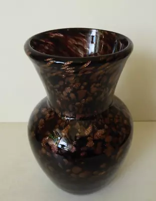 Buy Vintage Stuart Strathearn Glass Vase With Copper Aventurine Labelled #1 • 18£