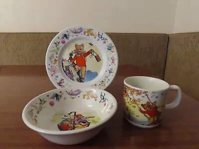 Buy Wedgwood Rupert Bear Childrens Crockery Set Plate Bowl & Mug Vintage 1988 Unused • 20£