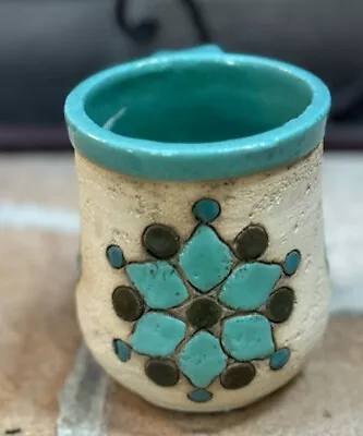 Buy Handmade Pottery Mug,  Turquoise Glaze, Possibly Made In Jordan • 23.29£