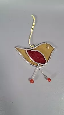Buy Vintage Glass Bird Sun Catcher Yellow Red Stain Glass Retro Vtg • 10£