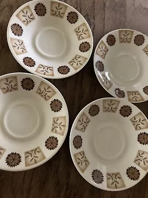 Buy Vintage Royal Vale Ridgway Saucers Potteries Retro Brown Flowers 1960s 1970s (k) • 9.95£