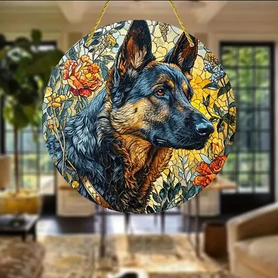Buy German Shepherd Dog Design Suncatcher Stained Glass Effect Home Decor Gift • 6.95£