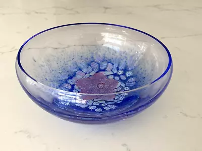 Buy LARGE 7  Vintage Caithness SIGNED Murrine Flower & Millefiori Lilac Glass Bowl • 29.99£