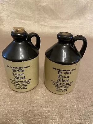 Buy Pair Newlyn-penzance-cornwall-ye Olde Liqueur Mead-stone Jar-decanter-breweriana • 29.99£