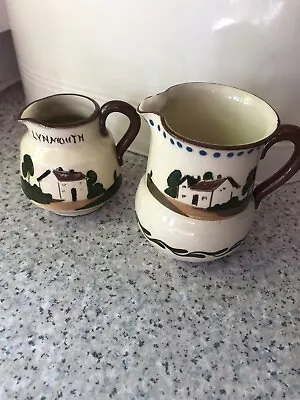 Buy Miniature Watcombe Pottery Torquay Cottage Jugs X2 Lynmouth & Stratford On Avon • 9£
