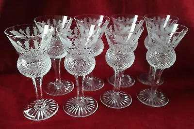Buy Edinburgh Crystal Thistle Pattern - 8 X Hock Wine Glasses (6.5 Inch) - Signed • 560£