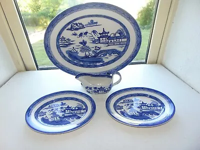 Buy G L Ashworth Ironstone Canton, Willow Pattern Blue And White 4 PC Platter Plates • 25£