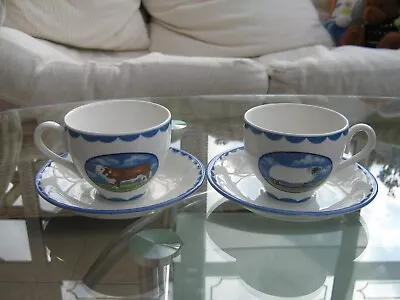 Buy PAIR Of BURLEIGH ANIMAL FARM CUPS AND SAUCERS By Alice Cotterell • 10.99£