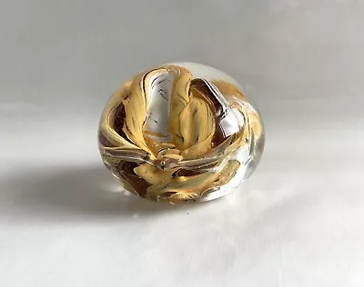 Buy Alum Bay Glass Paperweight Brown, Yellow & White C/w Label • 6.99£