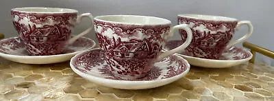 Buy Vtg China Churchill Red Willow Pattern Teacup & Saucer Microwave/Dishwasher Safe • 70.83£