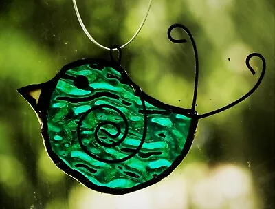 Buy TINY TURQUOISE AQUA BIRD Stained Glass SUNCATCHER METAL SCROLLS Gifts Under $20 • 12.21£