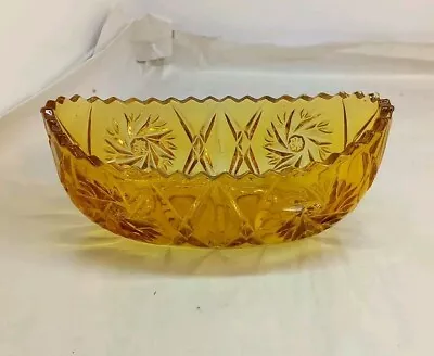 Buy 6.5  Sowerby Amber Glass Oval Boat Bowl Vintage 1930s • 4.99£