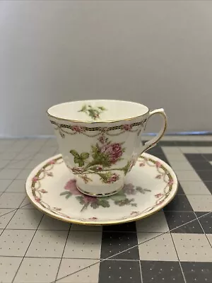 Buy ROYAL DUCHESS  Bone China Tea  Cup & Saucer Pink Roses Swags Gold Trim • 18.55£