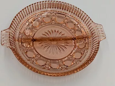 Buy Vintage Pink Depression Glass Candy Divided Nut Relish Dish 7 1/2” • 12.07£