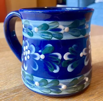 Buy Haseley Pottery Blue Floral Mug Hand Thrown & Hand Painted. BEAUTIFUL CONDITION • 7.75£