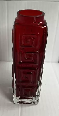 Buy Genuine Whitefriars Ref:9810  Large Red Greek Key Vase By Geoffrey Baxter In ExC • 235£