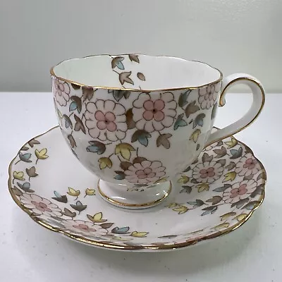 Buy Vtg Radfords Fenton Bone China Teacup & Saucer Gold Trim Pink & Blue Flowers • 26.08£